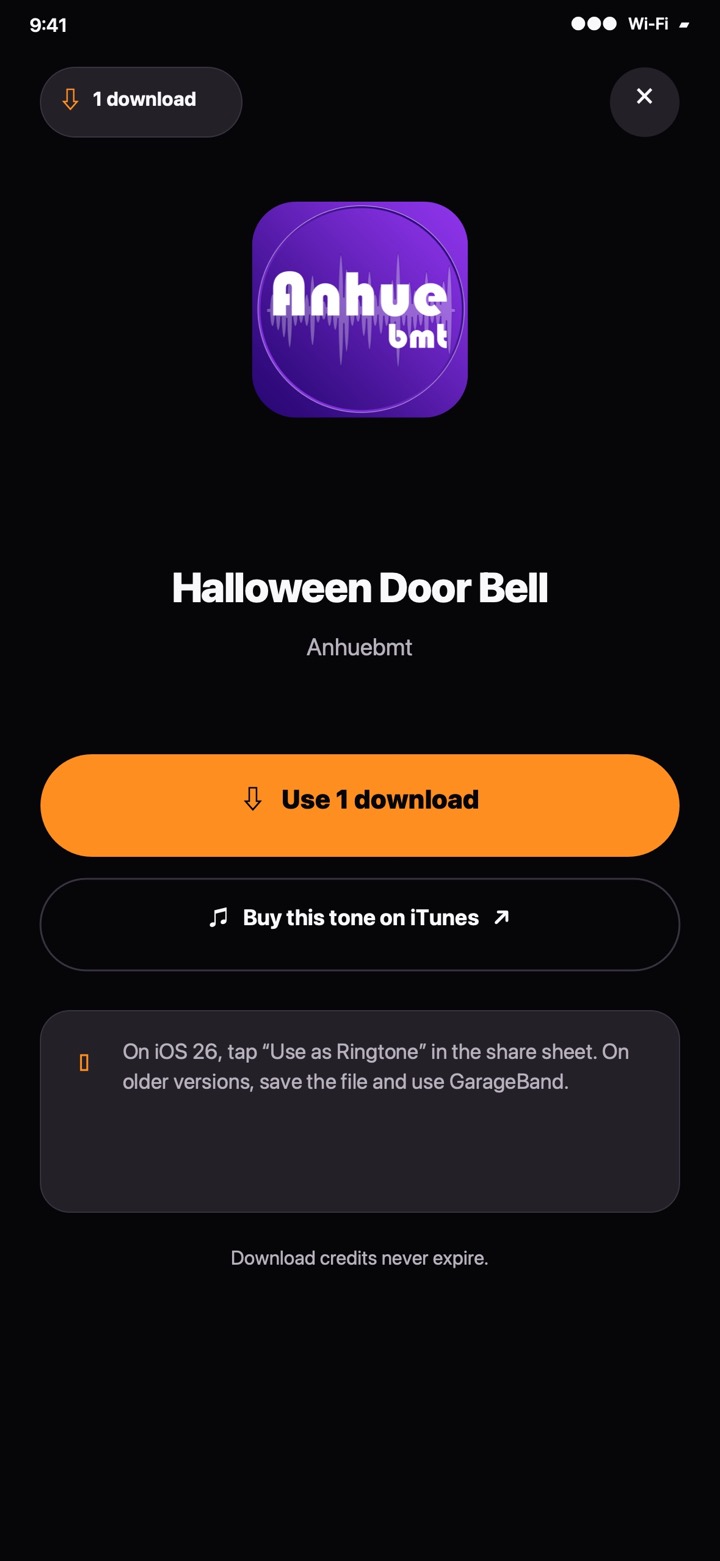 Ringtone download screen